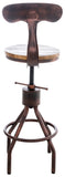 CLP Lot de 2 tabourets de Bar Hanam au Design Industriel I Chaise de Bar métallique réglable en Hauteur avec Assise et Dossier en Bois, Couleur:Bronze