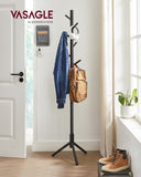 VASAGLE Porte-manteau sur Pieds, en Bois, en Forme d’Arbre, 8 Crochets, 3 Hauteurs Réglables, pour Vêtements, Chapeaux, Sacs, Entrée, Salon, Chambre, Bureau, Noir RCR004B01