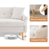 MOBETTRES Canapé double capitonné en tissu chenille avec coussins épais pour salon, chambre à coucher, appartement, etc. (beige)