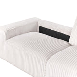 Canapé Moderne en Velours Côtelé 3 Places Confortable Meuble de Salon Blanc Cassé Sandora