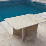 Table basse travertin "modele X " (grand plateau 80x60) (Table seule)