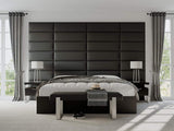 VANT Panneaux Muraux d'appoint Rembourrés - Paquet de 4 - Facile à Installer - Double Tête de lit King Size (En Velours Bleu Paon, 76cm de Large)