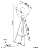 Lampadaire E27 Max 40W en Métal Noir sur Trépied Intérieur Abat-Jour Cuivré Thames