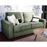 HOMIFAB Canapé Convertible 3 Places en Velours Fines côtes Vert - Ouverture Express - Couchage Quotidien - Matelas HD 140 x 190 - Mattia