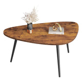 WLIVE Table Basse Salon Triangulaire aux Coins Arrondis - 85x48x46 cm, Porte jusqu'à 25kg, Bois Marron Foncé - Design Moderne et Sécuritaire, Facile à Assembler