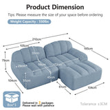 KOMHTOM Canapé Modulaire en Velours Côtelé, Canapé Salon Moderne, Coussin d'assise Confortable en Mousse Haute Densité 32D, Canapé Combinable Librement (Bleu, 2 Places en L)