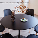 GrandCA HOME Table de Salle à Manger Ronde Moderne Noir de 110 cm avec Piédestal Design Tulipe, Table de Loisirs Mid-Century pour Cuisine, Salle à Manger et Salon