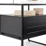 IDIMEX Table de Chevet ARUMA H 51 cm avec 1 tiroir, Plateau en Verre au Style Moderne et Industriel Coloris Noir, pour Chambre avec Rangement Niche Ouverte