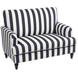 HOMCOM Fauteuil de salon avec assise large et accoudoirs longs, fauteuil en velours à rayures avec rembourrage épais et ressorts en S, 115 x 82 x 82 cm, noir et blanc