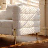 Homary Canapé 3 Places Bouclé Blanc, 200 cm, Assise Profonde pour Salon