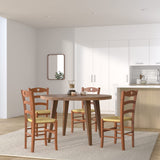 t m c s Tommychairs - Set 4 chaises Cuore pour Cuisine, Bar et Salle à Manger, Robuste Structure en Bois de hêtre peindré en Couleur Noyer Clair et Assise en Paille