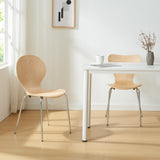 [en.casa] Lot de 4 Chaises de Salle à Manger Ensemble de 4 Chaises Confortables pour Salon Bureau Capacité 150 kg Contreplaqué de Bouleau Métal 85 x 48 x 50 cm Naturel Chrome