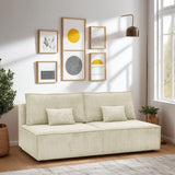 HOMIFAB Canapé Convertible 3 Places avec Coffre de Rangement en Velours côtelé Beige - Milla