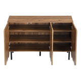 I0I&I0I Buffet moderne 120 x 35 x 80 cm, aspect bois, sans poignée, avec portes ondulées, étagères réglables, espace de rangement pour salon, couloir et salle à manger (noyer)