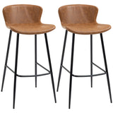 HOMCOM Lot de 2 tabourets de Bar Assise en Similicuir Hauteur 76 cm avec Repose-Pieds en Acier et Dossier Design Vintage - Marron