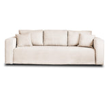 BestMobilier - Canapé Convertible avec Coffre Topaze en Velours Côtelé - Canapé Lit - Sofa Beige 3 Places - Salon
