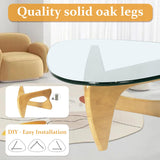 PRITIY Table basse d'appoint en verre Table basse moderne Table basse triangulaire (bois original + transparent, 82 x 57 x 40 cm), LK155