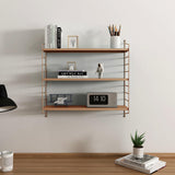 [en.casa] Étagère Murale Meuble de Rangement Flottant à 3 Niveaux avec Cadre Stable Style Industriel Élégant pour Cuisine Salon Chambre Salle de Bains Acier 50 x 60 x 15 cm Marron Clair Mat