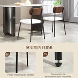 HOMCOM Lot de 2 chaises Salle à Manger Chaise de Cuisine Vintage Chaise de Salon rembourrée avec Assise Effet Bouclette, Dossier courbé Effet Bois pour Salon, Salle à Manger, Chambre, crème et Marron