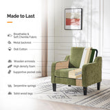 VINGLI Chaise d'appoint vert olive pour salon, chambre à coucher – Fauteuil moderne du milieu du siècle, siège rembourré confortable pour appartement, salle d'attente