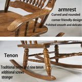 Fauteuils de salon à bascule,rocking chair adulte interieur,rocking chair adulte en bois,Grand dossier avec texte gravé, adapté pour porche, jardin, bureau, terrasse, chaise rétro ( Color : Walnut , S