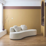 sweeek - Canapé Virgule 3 Places en Tissu Bouclette Forme Organique - Wave L 232 x P 97 x H 68cm
