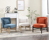 chairus Fauteuil Relax Salon avec Oreiller Lombaire Chaise de Salon en Chenille Fauteuil Scandinave sans Accoudoirs pour Salle à Manger, Bureau, Chambre (Bleu)