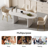 homary Japandi Table de salle à manger ovale extensible en bois avec base sur piédestal 160 à 200,7 cm Blanc 160 à 200,7 cm