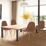 Ensemble de 4 chaises de salle à manger CangLong, chaises de cuisine capitonnées rétro pour salon, salle à manger, chaises scandinaves en similicuir avec pieds en métal, marron