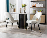 chairus Chaises de Salle à Manger sans Accoudoirs Lot de 2 Chaise de Bureau en Velours Moderne Chaise Rembourrée pour Cuisine Salon (Beige-2)