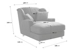 CAVADORE Assado Grand Fauteuil Rembourré XXL avec Pieds en Bois, Grande Assise Et 2 Coussins Décoratifs, 109 x 104 x 145 cm, Tissu Plat, Gris Clair