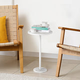 Smusei Table Basse Ronde Noire avec Base en Marbre - Table d'Appoint de 32 cm pour Canapé, Salon, Chambre à Coucher et Petit Espace - Blanche
