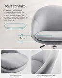SONGMICS Chaise de Bureau, Fauteuil Pivotant en Tissu Coton-Lin, Siège Confort, Rembourrage en Mousse, Réglable en Hauteur, pour Bureau, Chambre, Gris Tourterelle OBG020G01