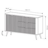 3E 3xE living.com Commode avec Trois tiroirs, Une Porte, Couleur : Noir