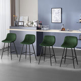 EUGAD Tabouret Bar, Lot de 2, Chaise Haute Cuisine, en Velours, Siège Rembourré, avec Dossier et Repose-Pieds, Pieds en Métal, Vert foncé, 1089BY-2