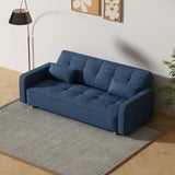 CONCEPT USINE | Canapé Scandinave Convertible 3 Places Velours Côtelé | COPENHAGUE Bleu | Canapé Droit Modulable Moderne avec Accoudoirs + 2 Coussins | Dossier & Assise Déhoussables | Largeur 213 cm