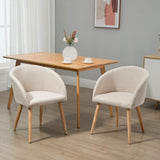 HOMCOM Lot de 2 chaises de Salle à Manger Chaise de Cuisine Design scandinave - Pieds inclinés effilés Bois Caoutchouc - Assise Dossier accoudoirs ergonomiques Aspect Lin Beige