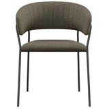 SCIEM LUCA-Fauteuil de Table en Tissu Lin Pieds métal Noir (x2) (Taupe)