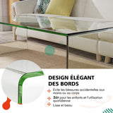 GOPLUS Table Basse Verre Trempé, Table Basse Salon Moderne Minimaliste sans Assemblage, pour Salon, Chambre, Appartement,Charge 30KG108X50X35 CM