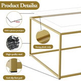 Petite table basse carrée en verre pour salon, table centrale simple et moderne pour petits espaces, table basse dorée pour salon, assemblage facile, 66 x 66 cm (doré et verre transparent)