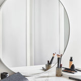 GOLD&CHROME UNIQUE DESIGN, Miroir Mural, Rond, avec Cadre en Aluminium - Blanc ⌀60 Miroir revêtue de téflon, résistante à l'humidité Cadre de Miroir, 2 cm de Profondeur, Peint par poudrage