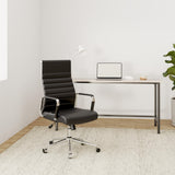 CLP Chaise De Bureau Kolumbus en Véritable Cuir I Fauteuil De Bureau Réglable en Hauteur Pivotant Piètement Mécanisme A Bascule Intégré, Couleur:Noir