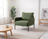 chairus Petit Canapé 1 Place Moderne Design, Fauteuil de Salon avec Pieds en Métal, Fauteuil Scandinave en Lin pour Salon Chambre Bureau, Vert