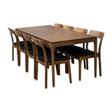 sweeek - Table à Manger rectangulaire Noyer Bois d'hévéa et placage frêne 8 Places Elena