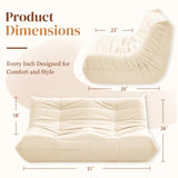 Gazecaia Canapé causeuse au coin du feu. Pouf poire moderne en tissu de lin en microfibre de qualité supérieure, canapé Togo, canapé d'angle pour salon, chambre à coucher, salon, bureau, beige