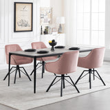 WOLTU Chaise Pivotante à 360°, Chaise Salle à Manger, Chaise Scandinave, Chaise de Cuisine, Fauteuil Salle à Manger, en Velours, Assise Rembourrée, Pieds en Métal, Rose, BH365rs-1