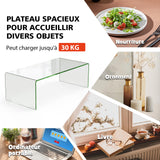GOPLUS Table Basse Verre Trempé, Table Basse Salon Moderne Minimaliste sans Assemblage, pour Salon, Chambre, Appartement,Charge 30KG108X50X35 CM