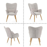 MEUBLE COSY Lot de 2 Fauteuil de Salon Chambre Scandinave Chaise Coiffeuse avec Accoudoirs et Assise Épais Pied Bois Massif Rembourré en Tissu Gris