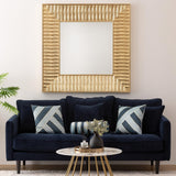 Atmosphera - Canapé Droit 3 Places Candice Velours Bleu Foncé, 194 cm, Tissu Déperlant, Coussins Déhoussables - pour Salon Style Contemporain