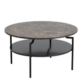 Furniture To Go Table Basse Ronde Goldington Marron avec Effet marbre